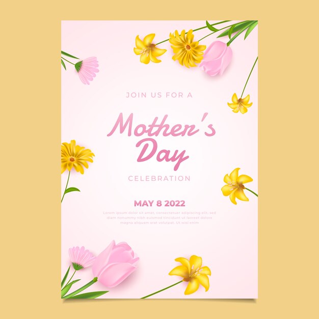 Realistic mothers day vertical flyer template