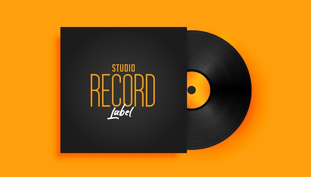 Realistic music record label disk mockup