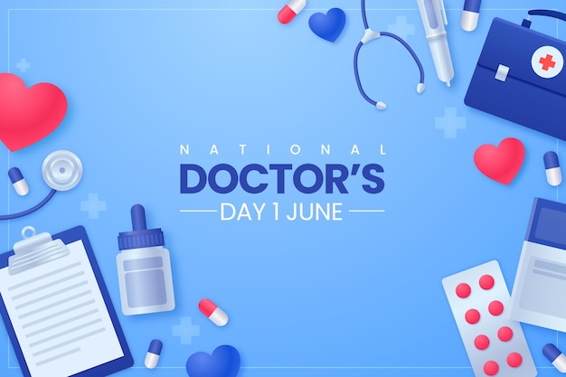 Realistic national doctor's day background with essentials