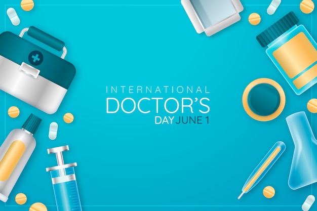 Realistic national doctor's day background with essentials