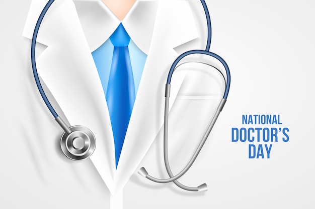 Free Vector realistic national doctor's day background with stethoscope on medic