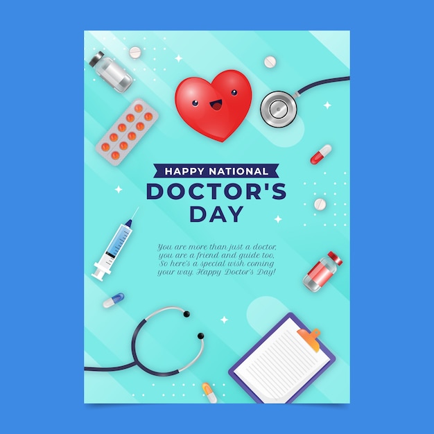 Realistic national doctor's day card template