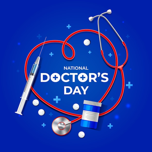 Realistic national doctor's day illustration with stethoscope