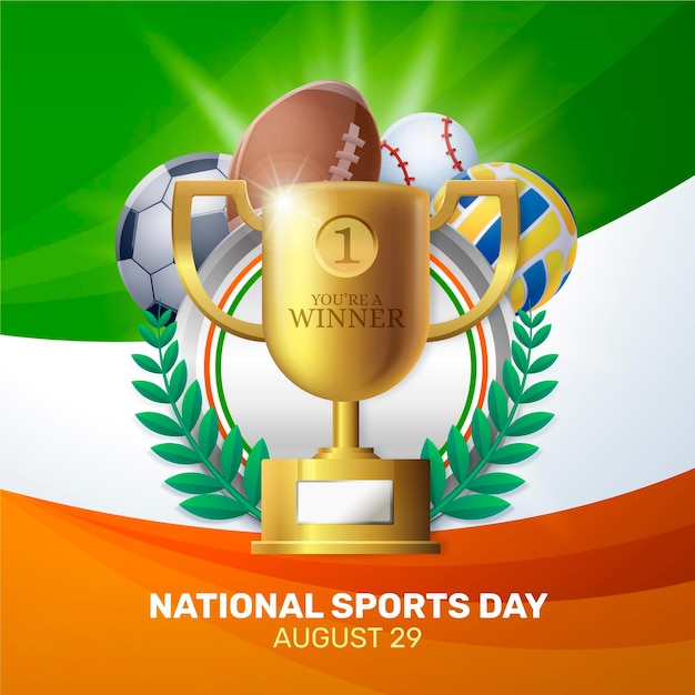 Realistic national sports day illustration