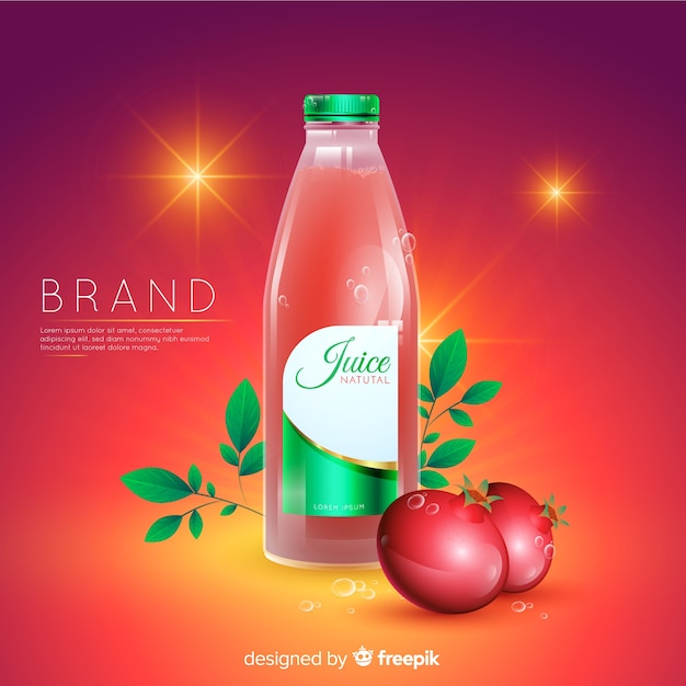 Realistic natural juice advertisement background