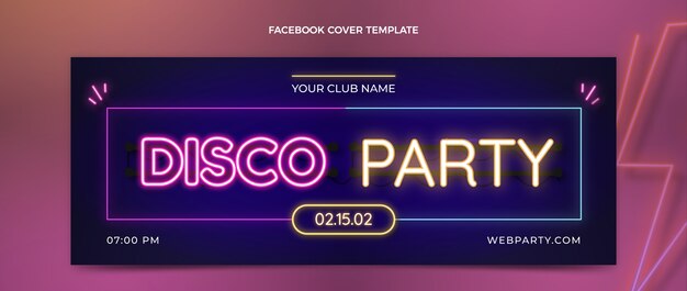 Realistic neon disco party template