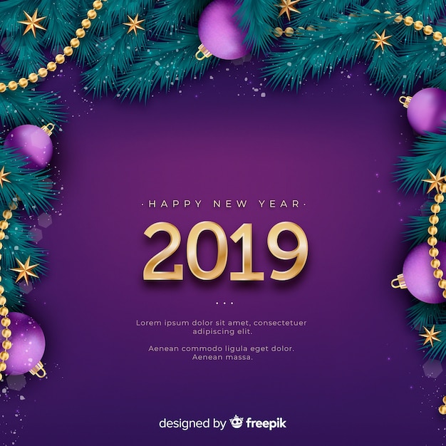 Free Vector realistic new year 2019 background