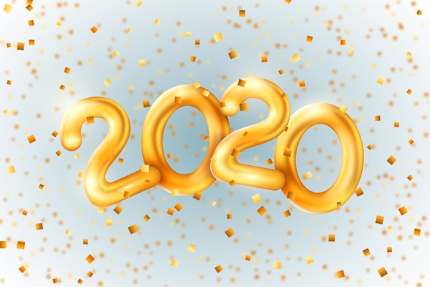 Free Vector realistic new year 2020 balloons background