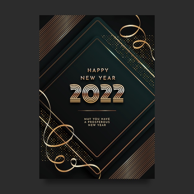 Realistic new year greeting card template