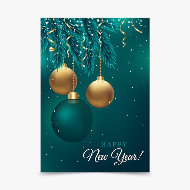 Free Vector realistic new year greeting card template