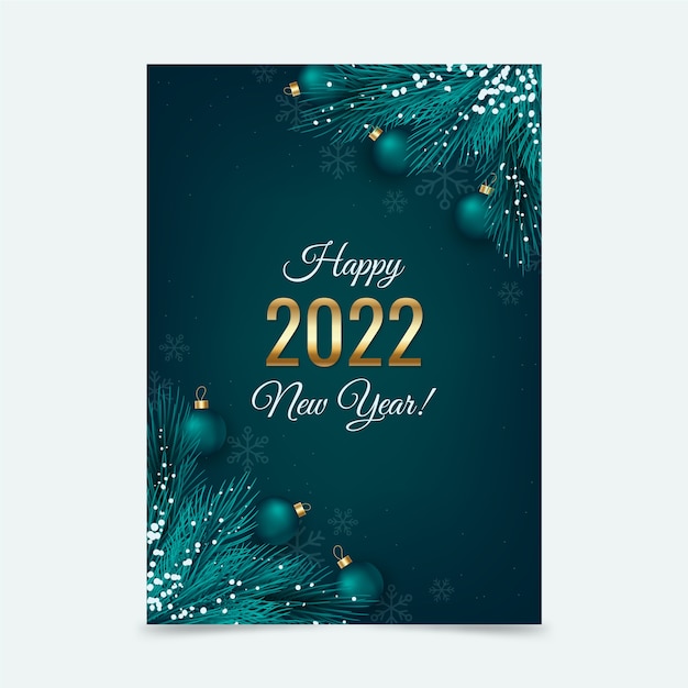 Free Vector realistic new year greeting card template