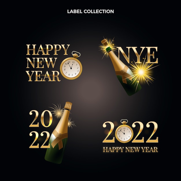 Free vector realistic new year labels collection