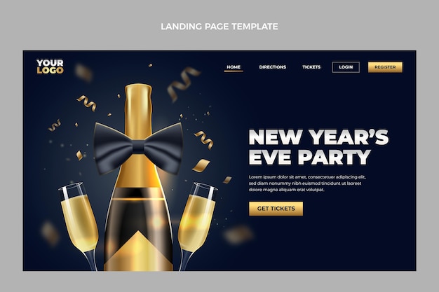 Free Vector realistic new year landing page template