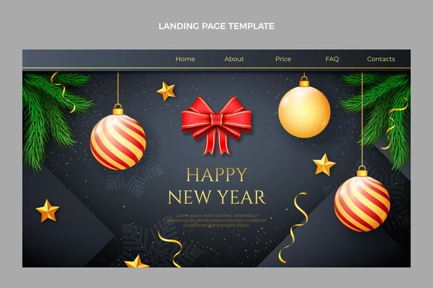 Realistic new year landing page template