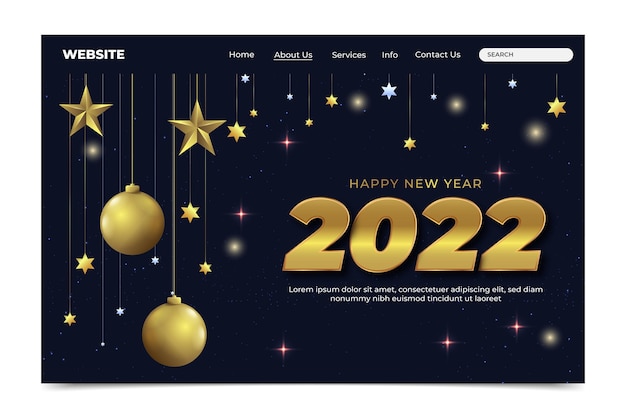 Realistic new year landing page template