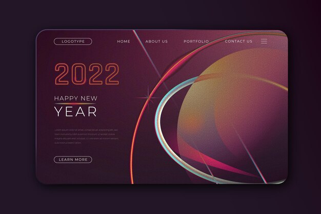 Realistic new year landing page template