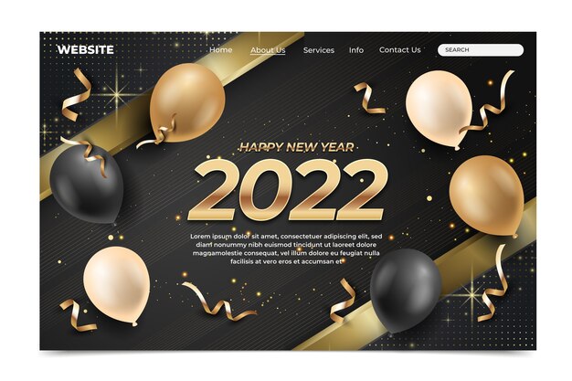 Realistic new year landing page template