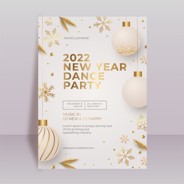 Realistic new year party flyer template