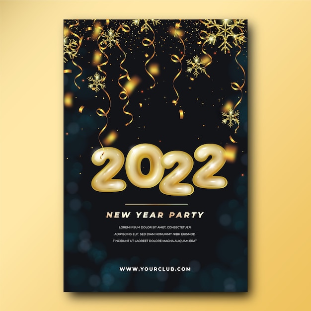 Realistic new year party flyer template