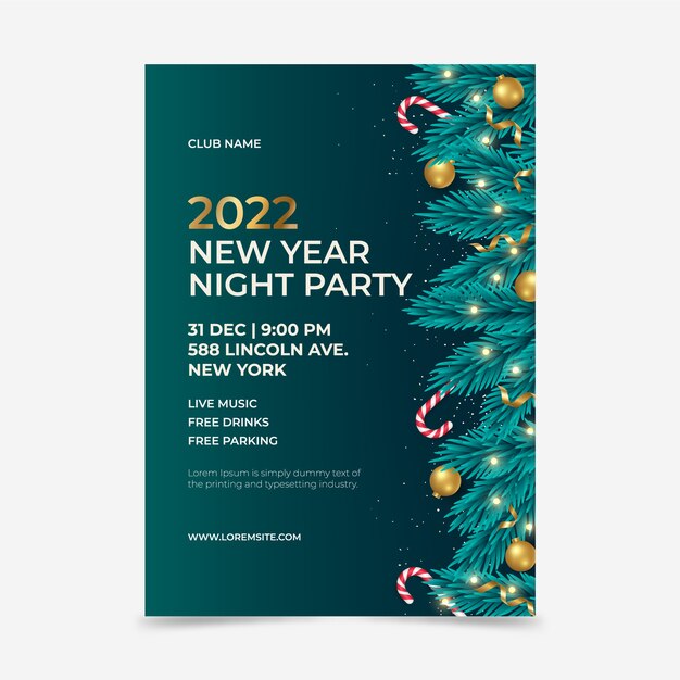 Realistic new year party flyer template