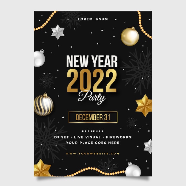 Realistic new year party flyer template