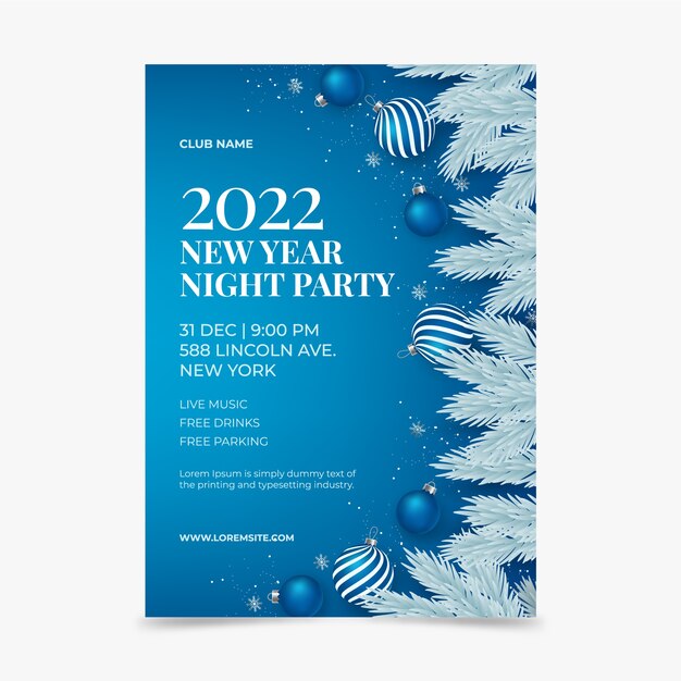 Realistic new year party flyer template