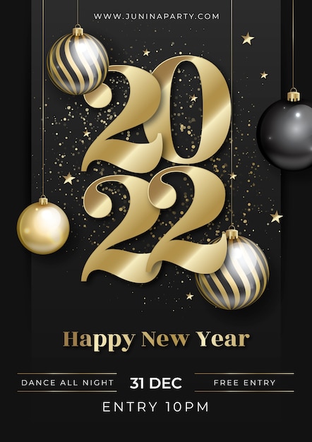 Free Vector realistic new year party flyer template