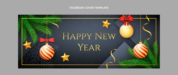 Realistic new year social media cover template