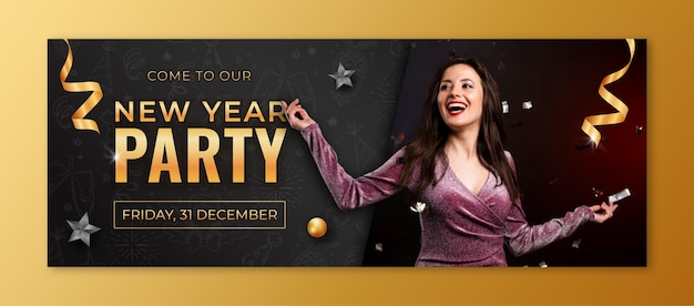 Realistic new year social media cover template