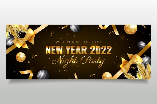 Realistic new year social media cover template