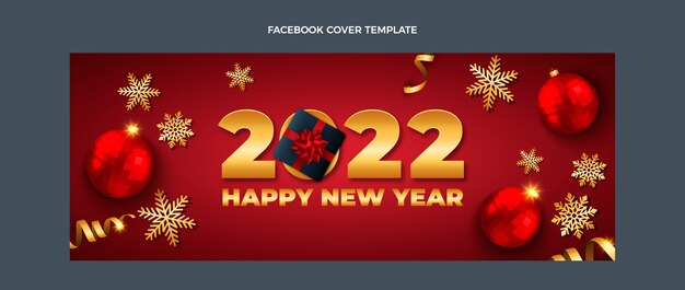 Realistic new year social media cover template