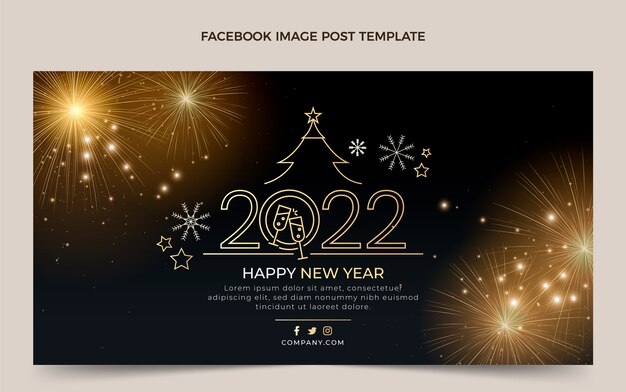 Realistic new year social media post template