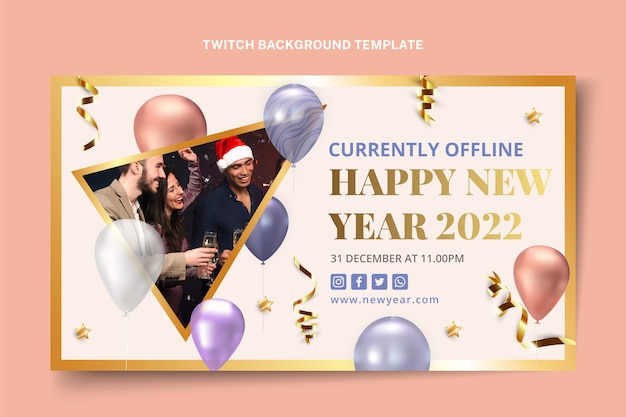 Free vector realistic new year twitch background