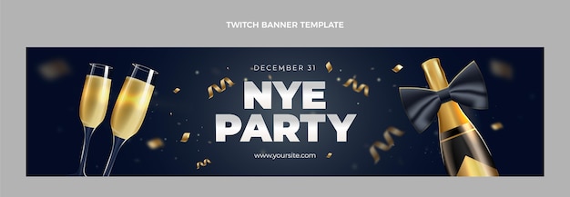 Free vector realistic new year twitch banner