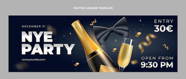 Free Vector realistic new year twitter header