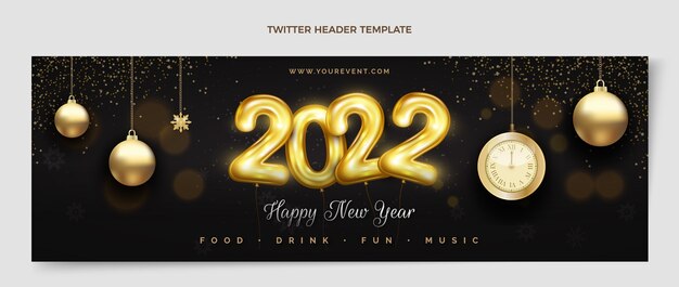 Realistic new year twitter header