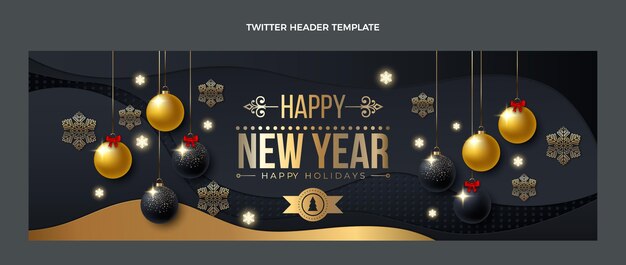 Realistic new year twitter header