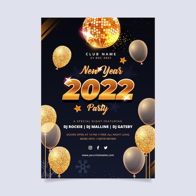 Realistic new year vertical poster template