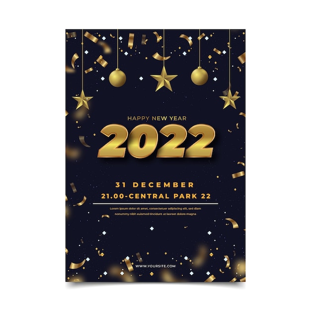 Realistic new year vertical poster template