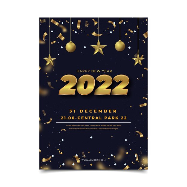 Realistic new year vertical poster template