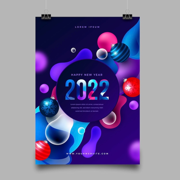 Realistic new year vertical poster template