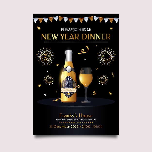 Free Vector realistic new years eve invitation template