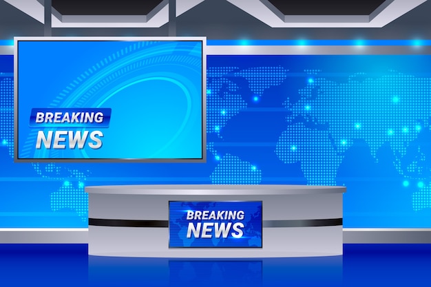 Free Vector realistic news studio background