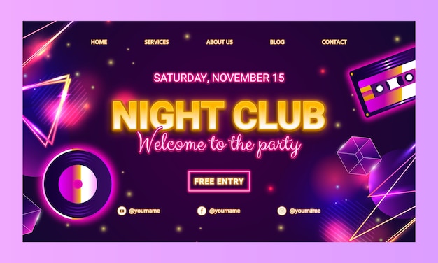 Realistic night club landing page