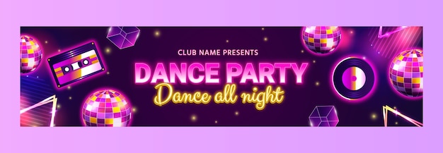 Free Vector realistic night club twitch banner