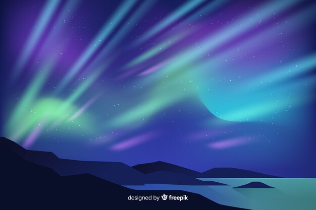 Realistic northern lights background