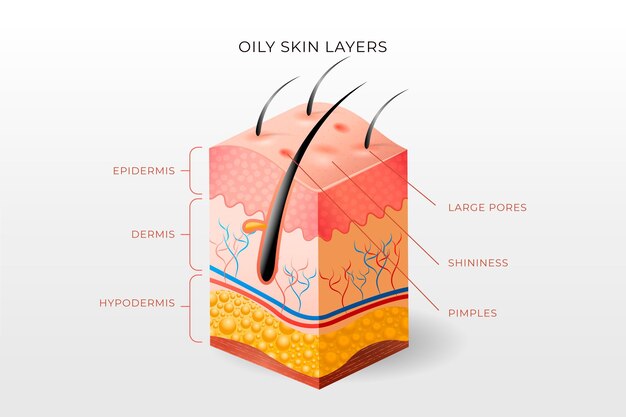 Realistic oily skin layers illustration