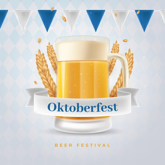 Realistic oktoberfest banner with pint