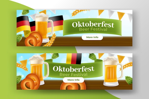 Realistic oktoberfest banners set