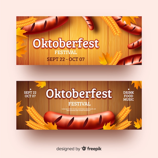 Realistic oktoberfest banners template